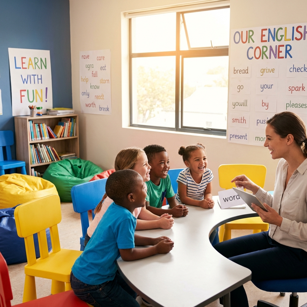 Děti se učí anglicky v moderní učebně VipKidsClub